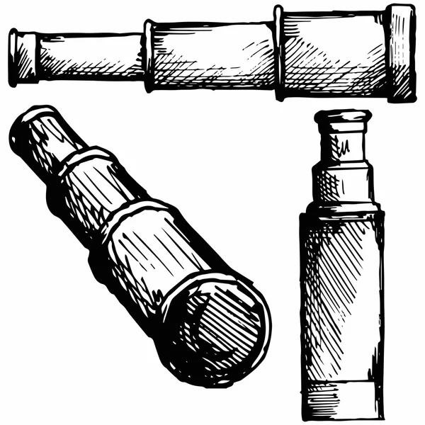 Spyglass. Siluetas vectoriales Vector de stock