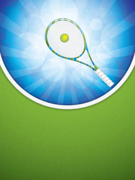 Folleto de tenis con raqueta y pelota . — Vector de stock