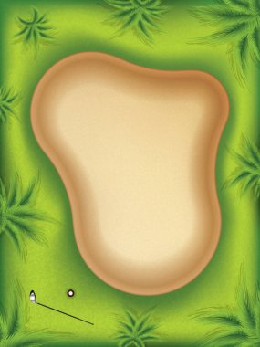 Sand bunker on the golf course clipart