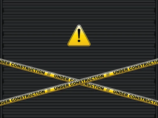 रोलर शटर गॅरेज दरवाजावर बांधकाम मजकूर अंतर्गत पिवळा ओळी — स्टॉक व्हेक्टर