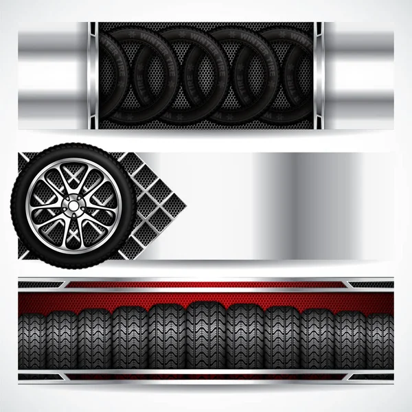 Bandeiras de pneus de carro — Vetor de Stock