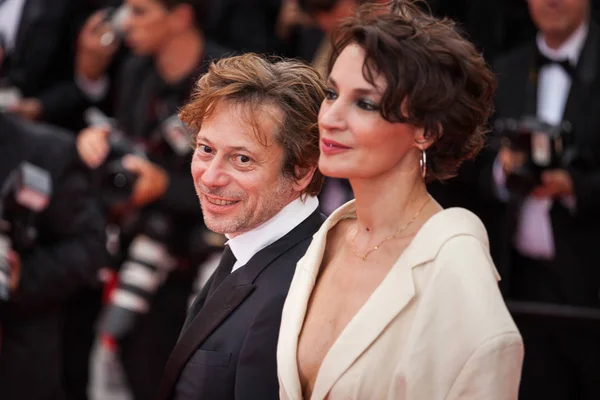 Jeanne Balibar ve Mathieu Amalric Cannes'da — Stok fotoğraf
