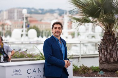 Cannes, Fransa - 09 Mayıs 2018: İspanyol aktör Javier Bardem katılıyor photocall 'Herkes bilir (Todos Lo Saben)' 71 yıllık Cannes Film Festivali sırasında için