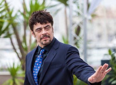CANNES, FRANCE - MAY 09, 2018: Benicio Del Toro attending the Jury Un Certain Regard photocall during the 71st annual Cannes Film Festival clipart