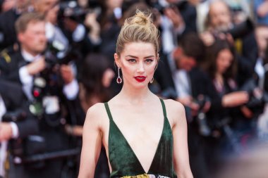 CANNES, FRANCE - MAY 10, 2018: Amber Heard attending screening of 'Sorry Angel (Plaire, Aimer Et Courir Vite)' during the 71st annual Cannes Film Festival clipart