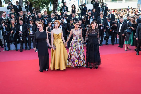 Cannes Francja Maja 2018 Emmanuelle Bercot Eva Husson Golshifteh Farahani — Zdjęcie stockowe