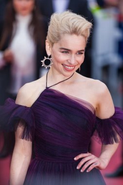 CANNES, FRANCE - MAY 15,  2018: actress Emilia Clarke attends the screening of 'Solo: A Star Wars Story' during the 71st annual Cannes Film Festival clipart