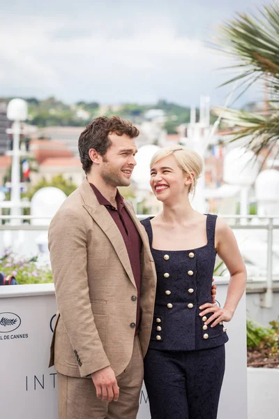 Cannes Francia Mayo 2018 Alden Ehrenreich Emilia Clarke Asisten Photocall — Foto de Stock