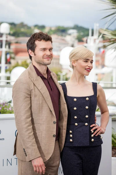 Cannes Francia Mayo 2018 Alden Ehrenreich Emilia Clarke Asisten Photocall — Foto de Stock