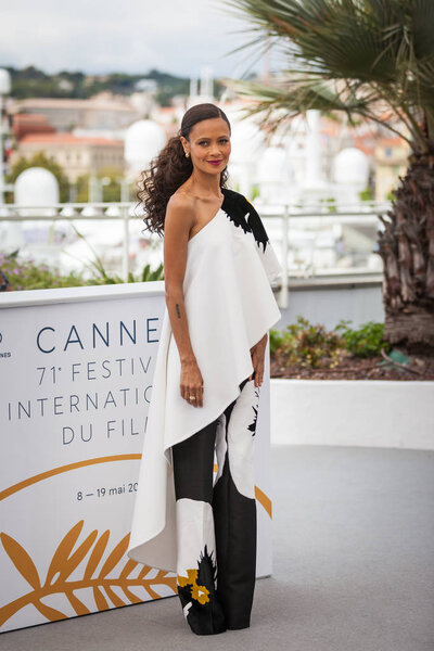 CANNES, FRANCE - MAY 15, 2018: Thandie Newton attends the photocall for 'Solo: A Star Wars Story' during the 71st annual Cannes Film Festival at Palais des Festivals
