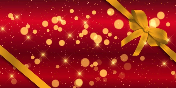 Bannière de Noël avec ruban d'or — Image vectorielle