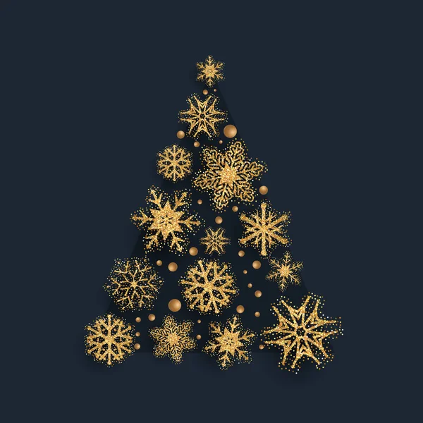 Glitterachtige sneeuwvlok kerstboom ontwerp — Stockvector