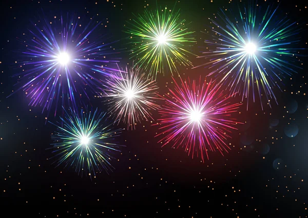 Colourful fireworks display background — Stock Vector
