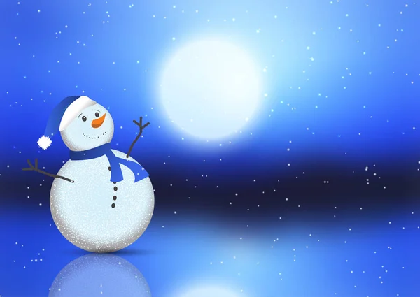 Kerstmis achtergrond met schattige sneeuwpop — Stockvector