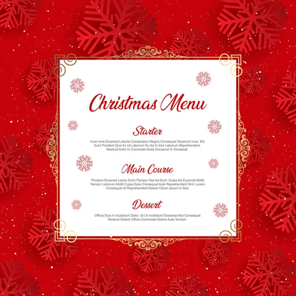 Vánoční menu s designem sněhové vločky — Stockový vektor