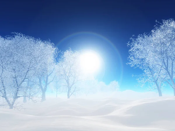 3d choinka zimowy krajobraz — Zdjęcie stockowe