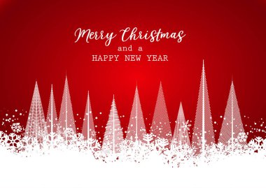 Karda ağaçlar olan Noel kartı tasarımı