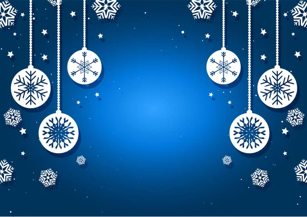 Christmas baubles and snowflakes background — Stock Vector