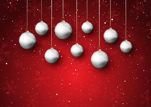Vánoční ozdoby na zasněženém pozadí — Stockový vektor
