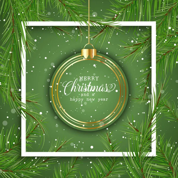 Weihnachten Hintergrund mit hängender Christbaumkugel — Stockvektor