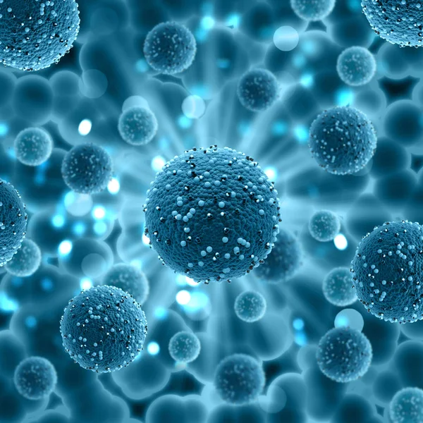 Antecedentes médicos 3D com células do sarampo — Fotografia de Stock