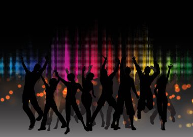 Grafik eşitleyici tasarımı üzerine parti kalabalığı 