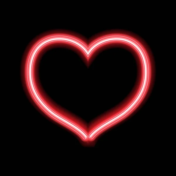 Disegno del cuore al neon incandescente per San Valentino — Vettoriale Stock