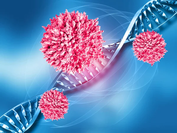 3d orvosi háttér elvont vírus sejtek DNS szál — Stock Fotó