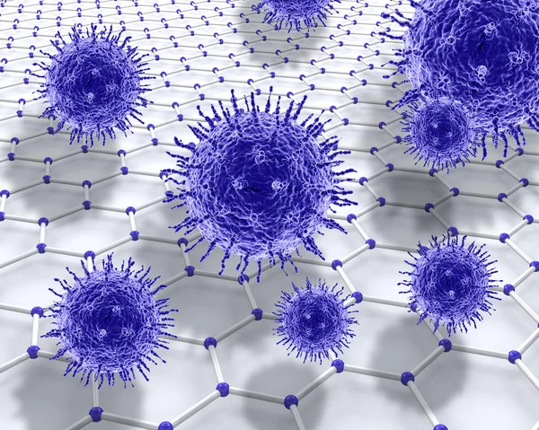 Células de vírus 3D em um fundo de molécula — Fotografia de Stock