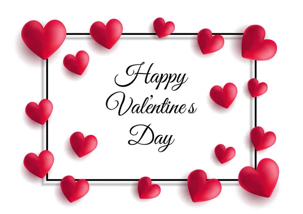 Valentine's Day background with hearts and frame — Stock Vector