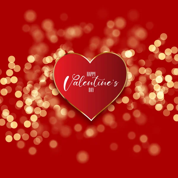 Valentine's day background with heart on bokeh lights design — ストックベクタ