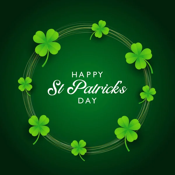 St Patricks dag achtergrond met klaver en gouden cirkels — Stockvector