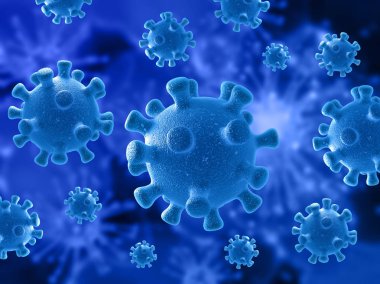 Koronavirüsü tasvir eden virüs hücreli 3D tıbbi geçmiş