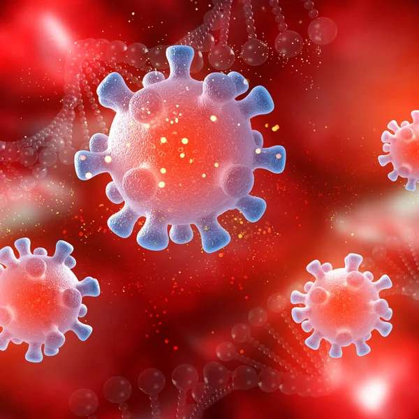 3d 带有病毒细胞的医疗背景 — 图库照片