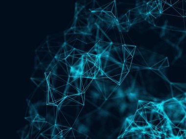 3D abstract background with network connections, low poly, plexu
