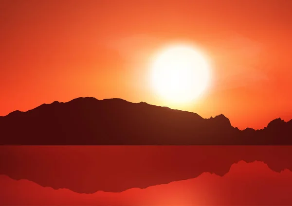 Landschap achtergrond met heuvels tegen een zonsondergang hemel — Stockvector