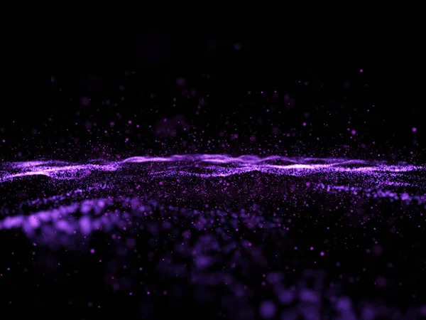 Render Modern Techno Background Flowing Particles — Stock Photo, Image