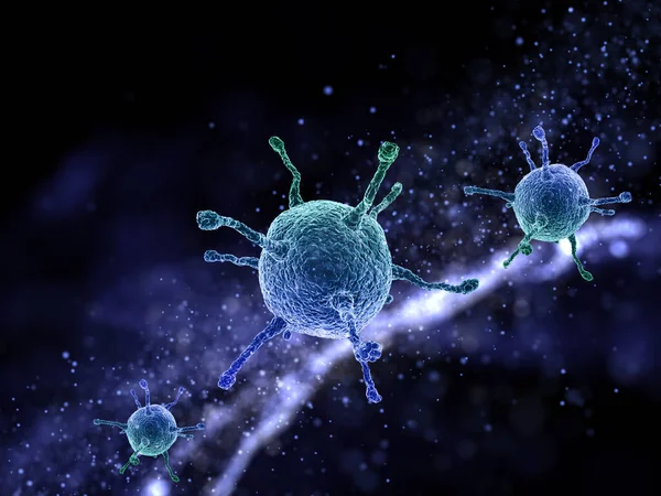 Weergave Van Een Medische Achtergrond Met Abstracte Viruscellen Zwevende Deeltjes — Stockfoto