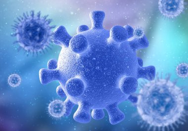 Virüs hücresi Corona virüsüne yakın tıbbi geçmişin 3 boyutlu canlandırması