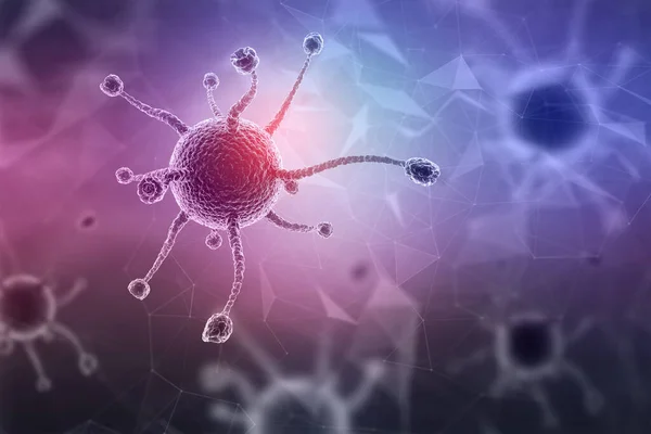 Візуалізація Медичного Фону Вірусними Клітинами Низькому Полімерному Дизайні — стокове фото