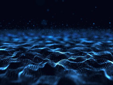 Siber noktalı soyut akışkan parçacık tasarımı arkaplanının 3 boyutlu canlandırması