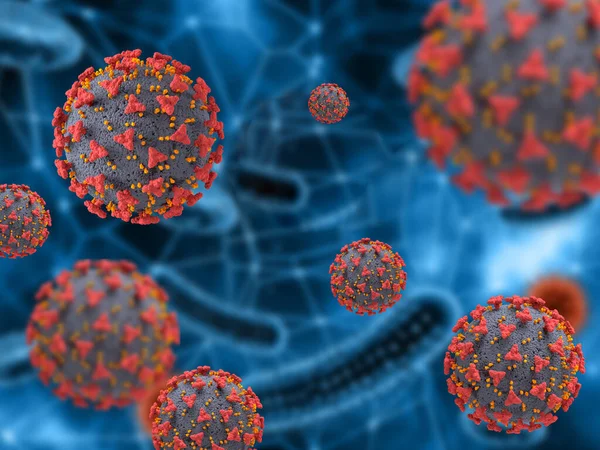 Renderowanie Tła Medycznego Komórkami Wirusa Corona — Zdjęcie stockowe
