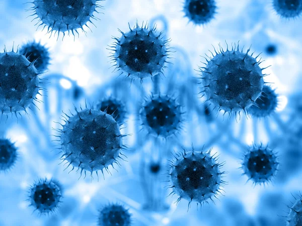 焦点を絞った医療背景にウイルス細胞の3Dレンダリング — ストック写真