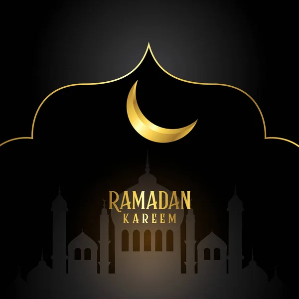 Fondo Elegante Para Ramadán Kareem Con Media Luna Silueta Mezquita — Vector de stock