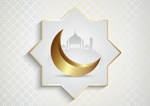 Fondo Decorativo Para Ramadán Kareem Con Silueta Mezquitas Media Luna — Vector de stock