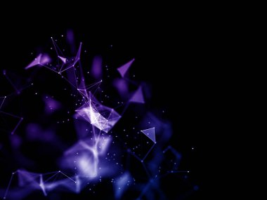 Noktaları ve çizgileri birbirine bağlayan soyut düşük polyester arkaplanının 3 boyutlu canlandırması