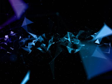 Seçici odaklı modern plexus düşük poli tasarımı 3B görüntüleme