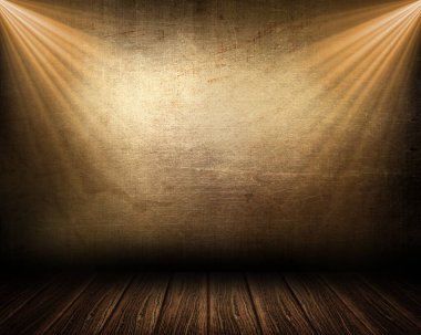 Spot ışıkları parlayan bir odanın 3 boyutlu görüntüsü