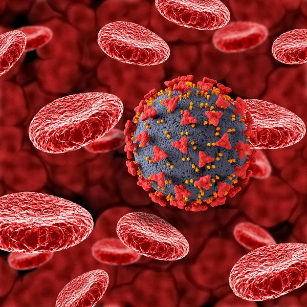 Καθιστούν Ένα Ιατρικό Υπόβαθρο Covid Κύτταρα Και Κύτταρα Του Αίματος — Φωτογραφία Αρχείου