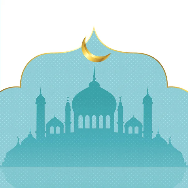 Fond Décoratif Pour Ramadan Kareem Avec Silhouette Mosquées Croissant — Image vectorielle